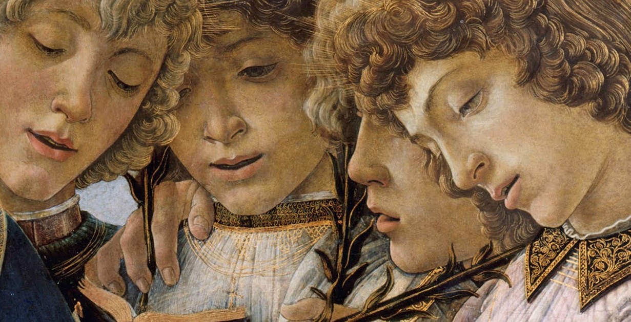 Sandro Botticelli: Mary with the Child and Singing Angels (detail), 1477.