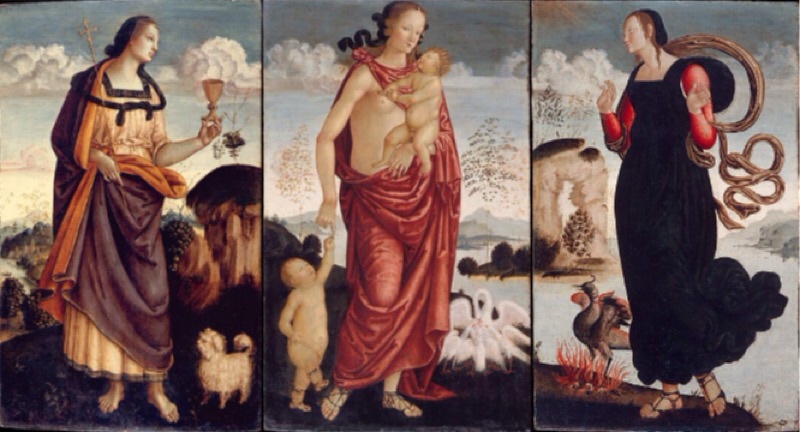 Umbrian painter: The Theological Virtues: Faith, Charity, Hope, ca. 1500.